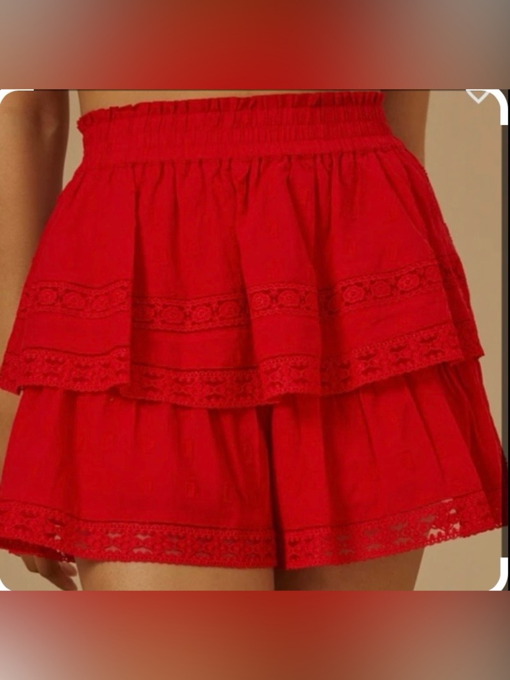 Altar’d State, NWT Red Raleigh Layered Lace Shorts, Size XXS